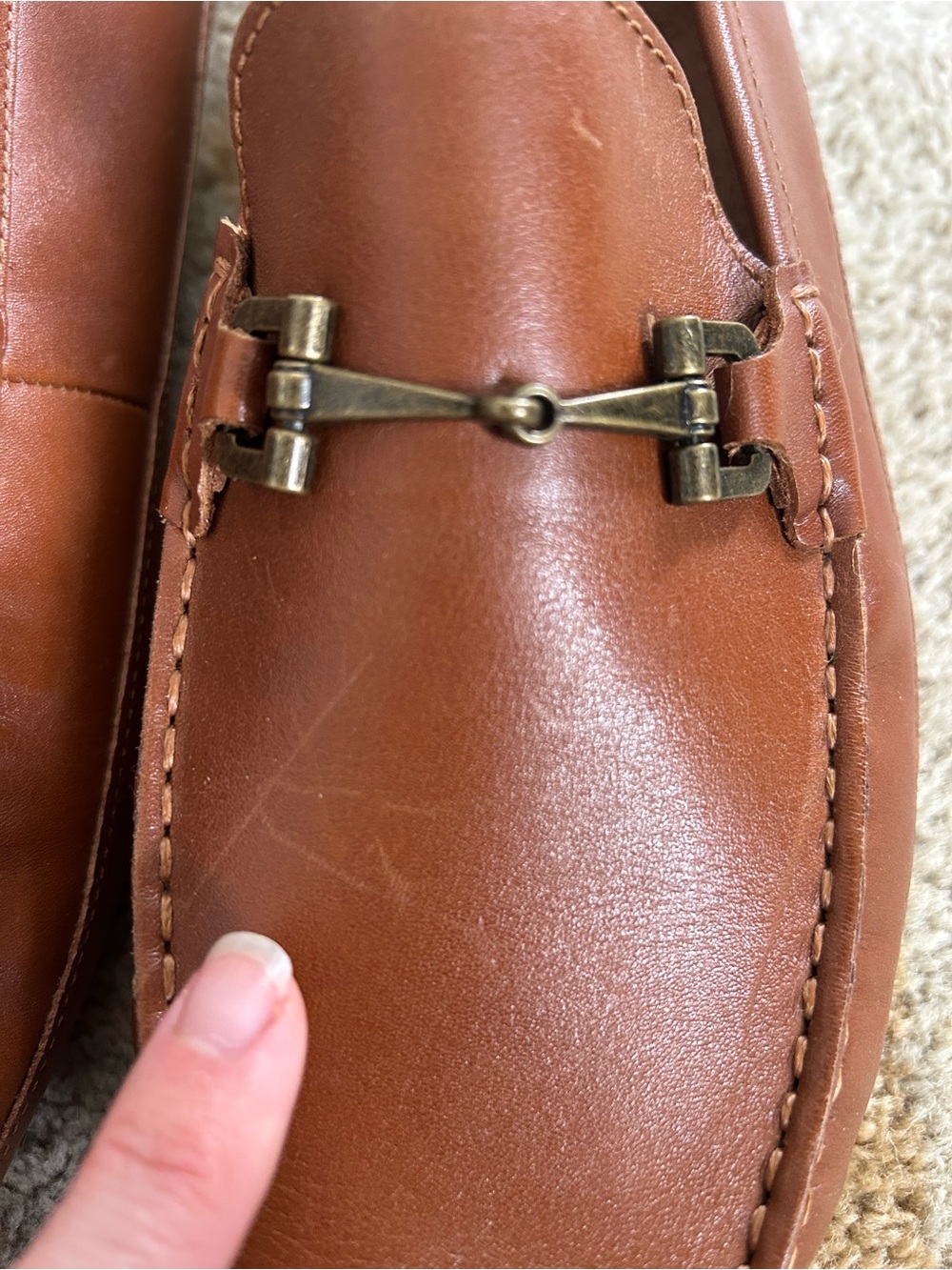 Cole Haan Men's Wyatt Leather Bit Buckle Driver Loafers Cognac Sz 9 - Picture 4 of 10